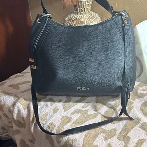Furla Black Leather Shoulder Bag
